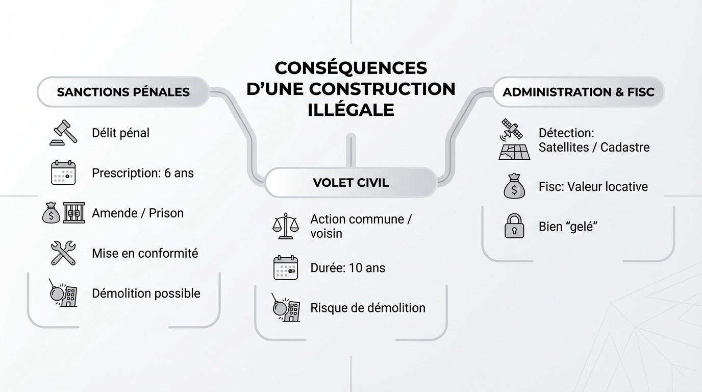 Conséquences d'une construction illégale : risques de démolition et amendes