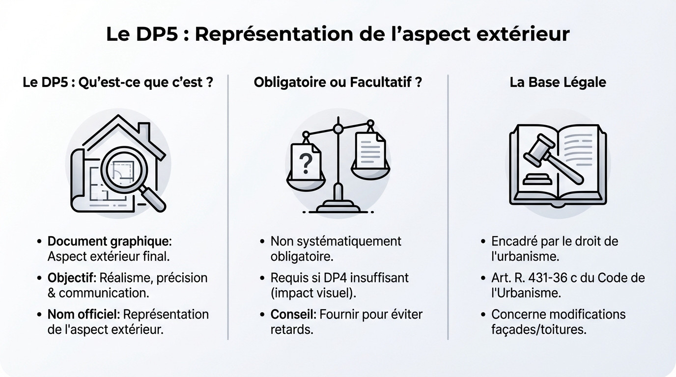 Exemple de document graphique DP5 montrant une représentation de l'aspect extérieur d'une maison après travaux