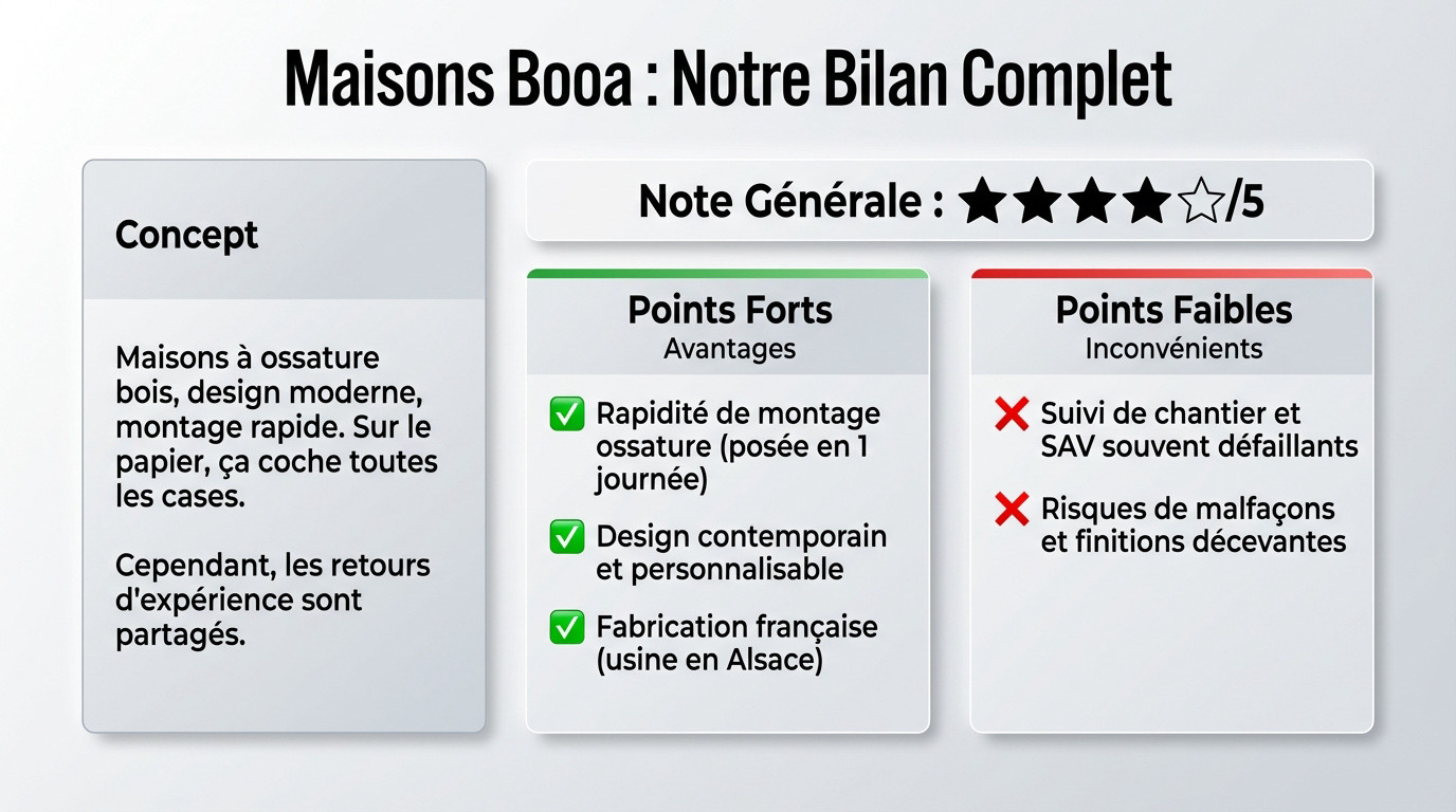 Construction maison ossature bois Booa avis et bilan