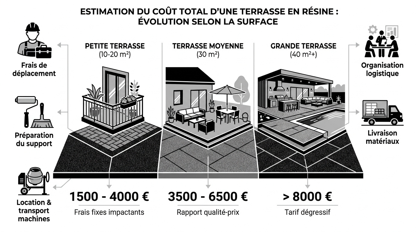 Estimation du budget pour une terrasse en résine selon la surface en m2