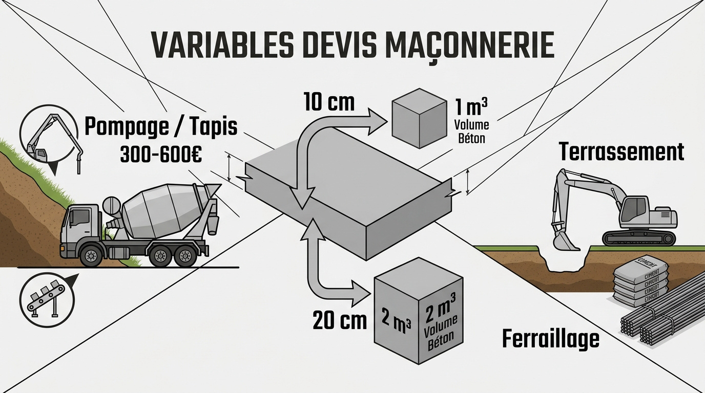 Facteurs influençant le prix d'un devis de maçonnerie pour une dalle béton